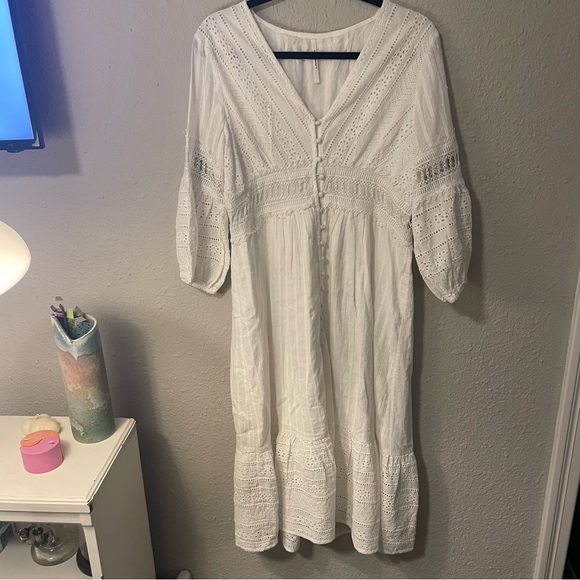 Anthropologie White Midi Dress - Picture 3 of 6